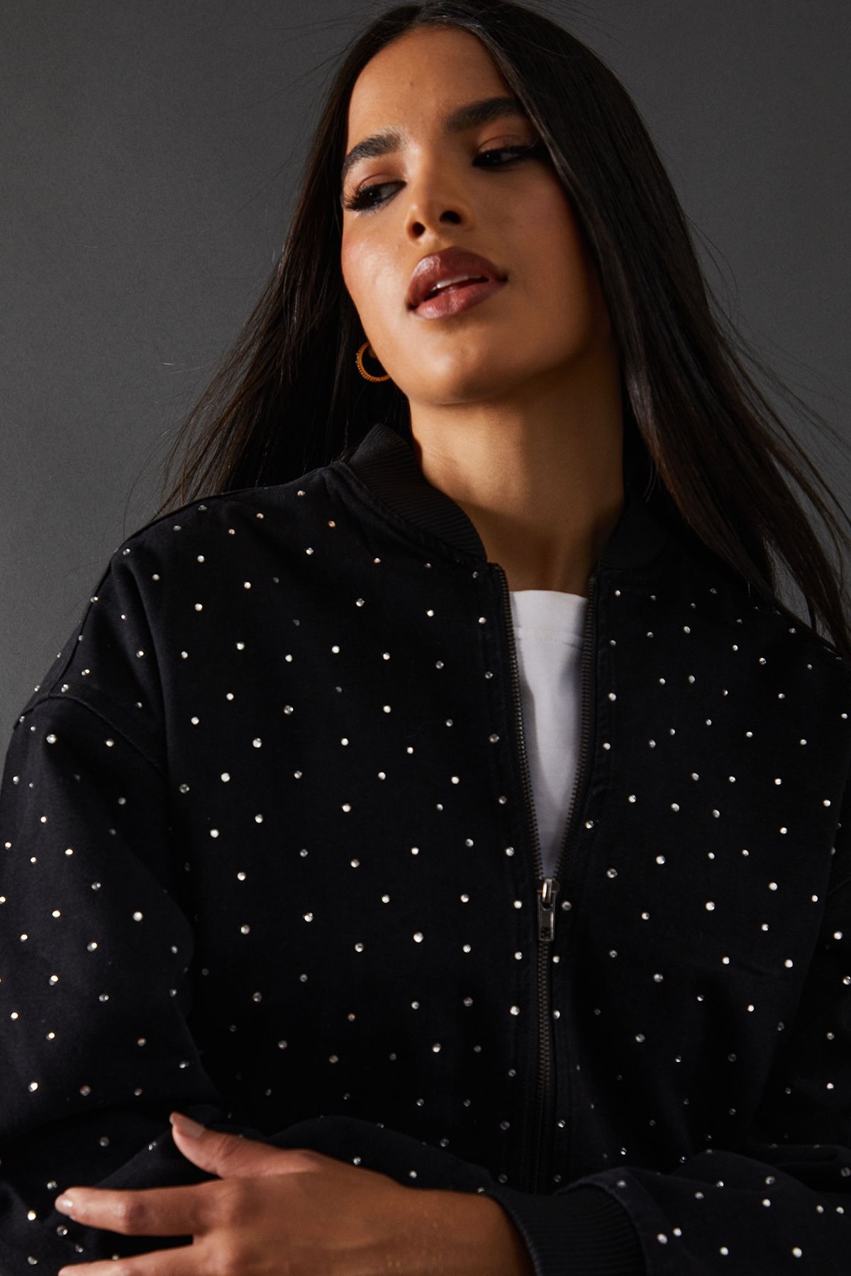 Warehouse Denim All Over Hotfix Bomber Jacket