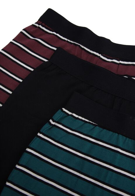 Older Boys 3pk Burgundy Stripe Boxer Shorts
