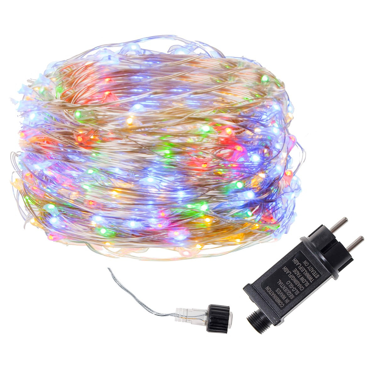 Lampki choinkowe 200 led na prąd druciki mikro multikolor