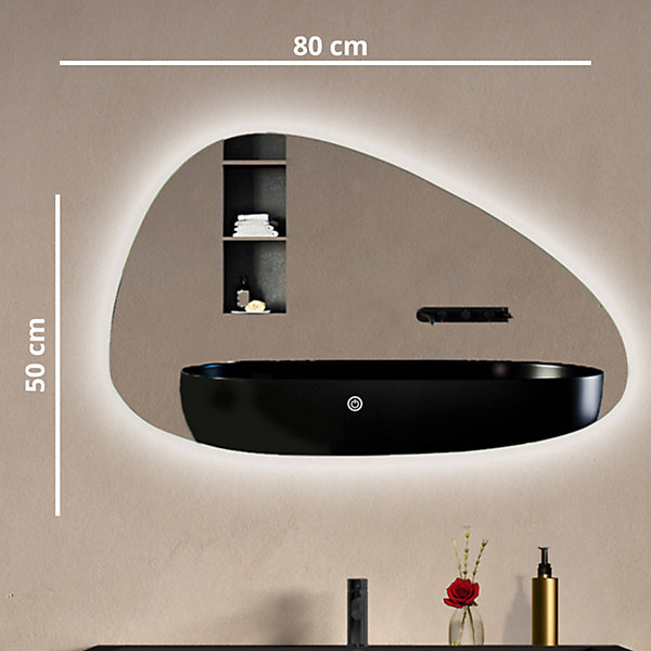 Miroir salle de bain LOMAZOO Bilbao avec LED 80 x 50 cm asymétrique