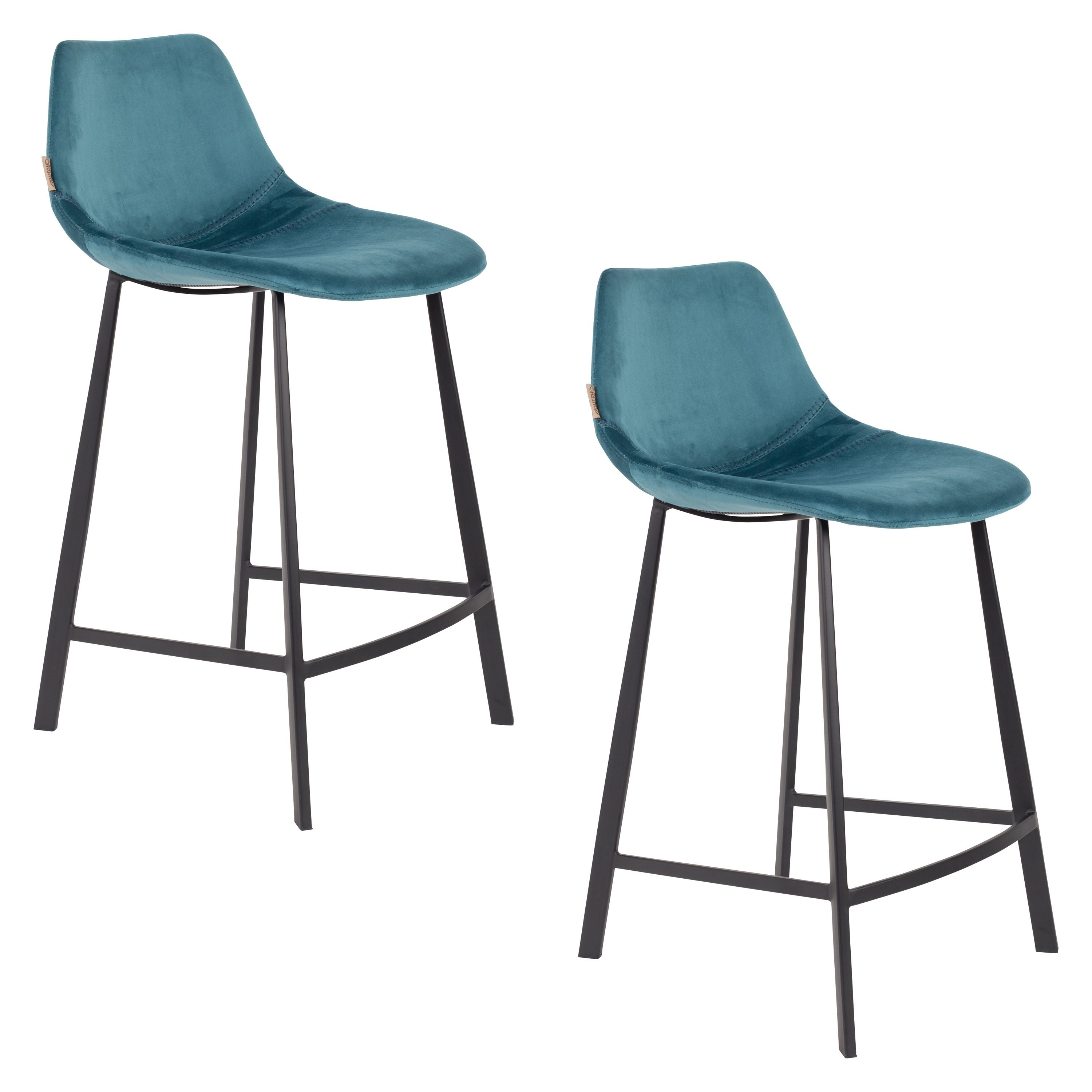 Dutchbone Franky Barkrukken rugleuning 65 cm Blauw - Set van 2