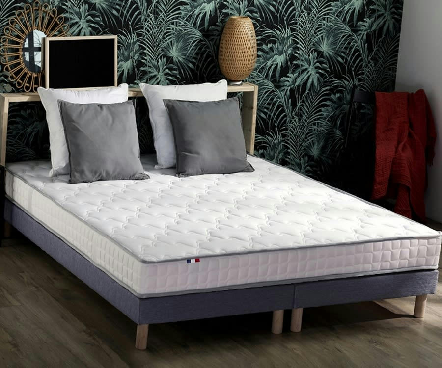 ENSEMBLE ORIGINEL - Ensemble matelas 100% latex5 zones sommier bleu 160x200