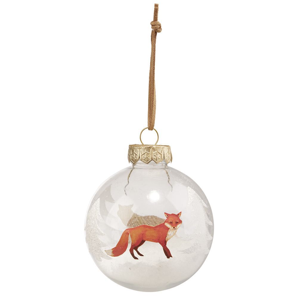 Boule de No&euml;l transparente imprimé animaux Ø8cm