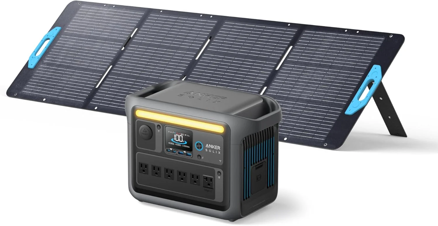 Anker SOLIX C1000 Portable Power Station with 200W Solar Panel, 1800W Solar Generator, 1056wh LFP (LiFePO4) Battery, 6 AC Outlets, Up to 2400W for Home, Power Outages, and Outdoor Camping(Anker SOLIX C1000+200W Solar Panel)