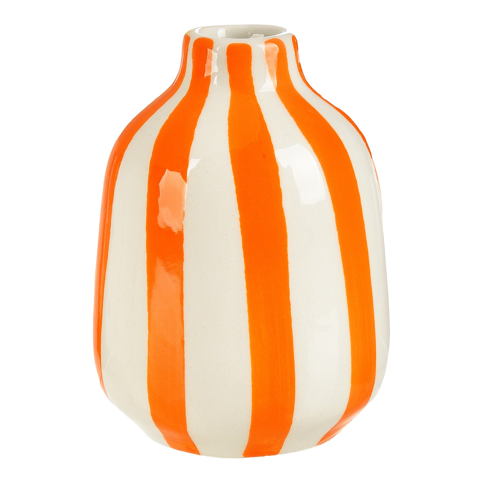 Mini-Vase Streifen Orange, ⌀ 7.5 cm, H 100 mm