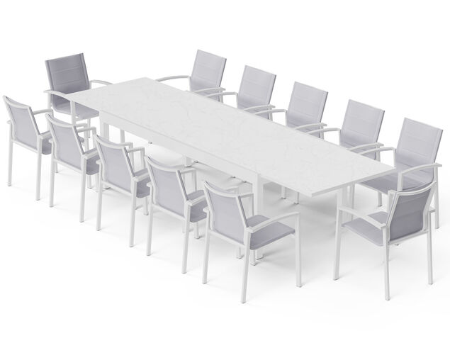 Boston-Sinta 13-Piece Extension Dining Setting - White