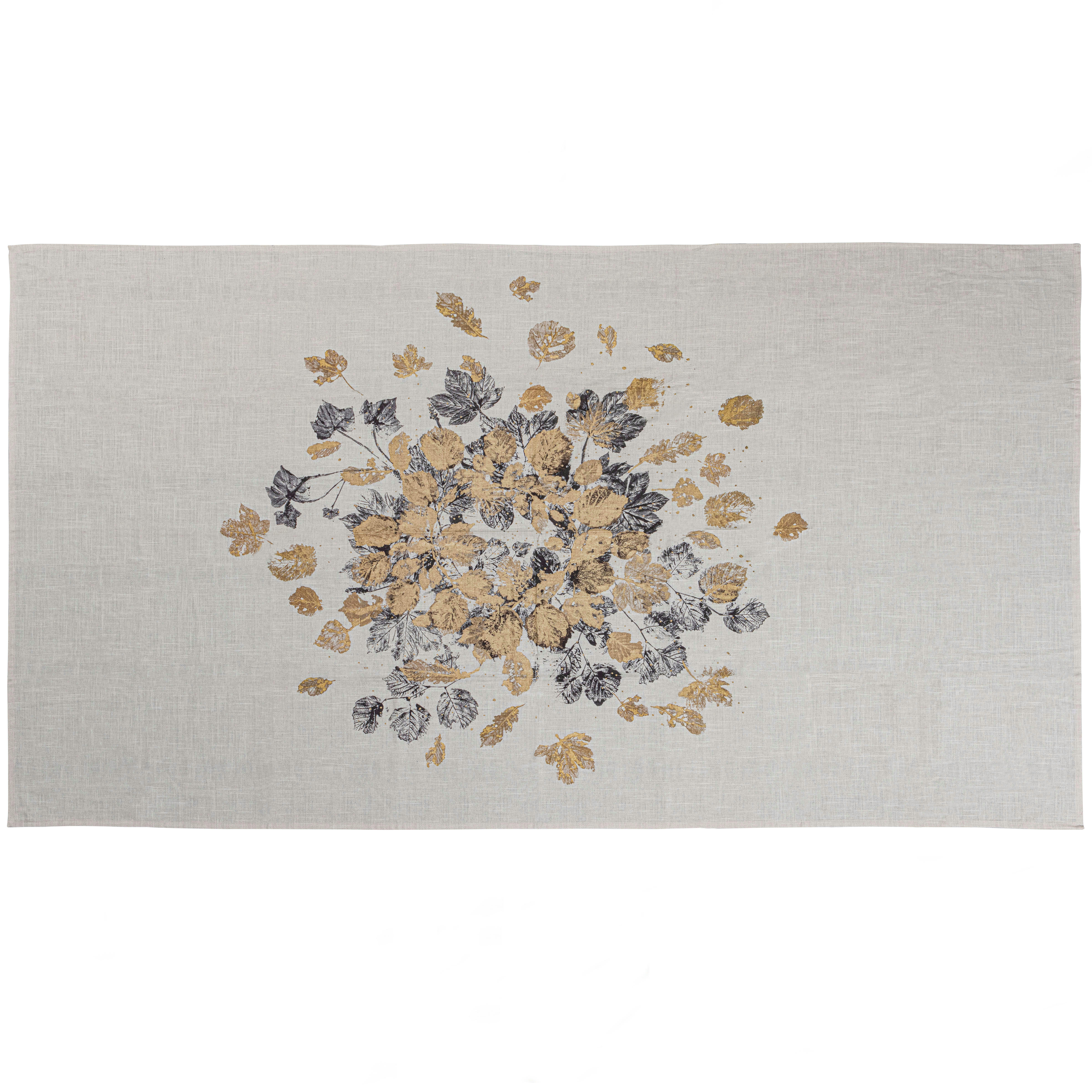 SUNSET - Nappe en coton dessin blanc cassé 135x250