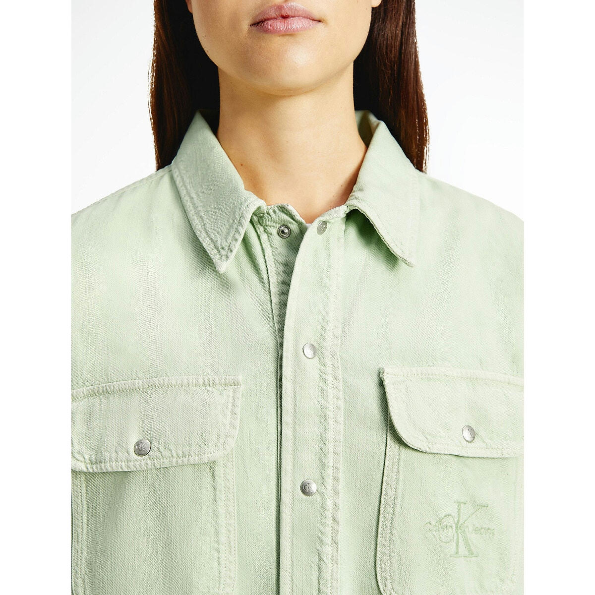 Veste chemise en jean coupe droite