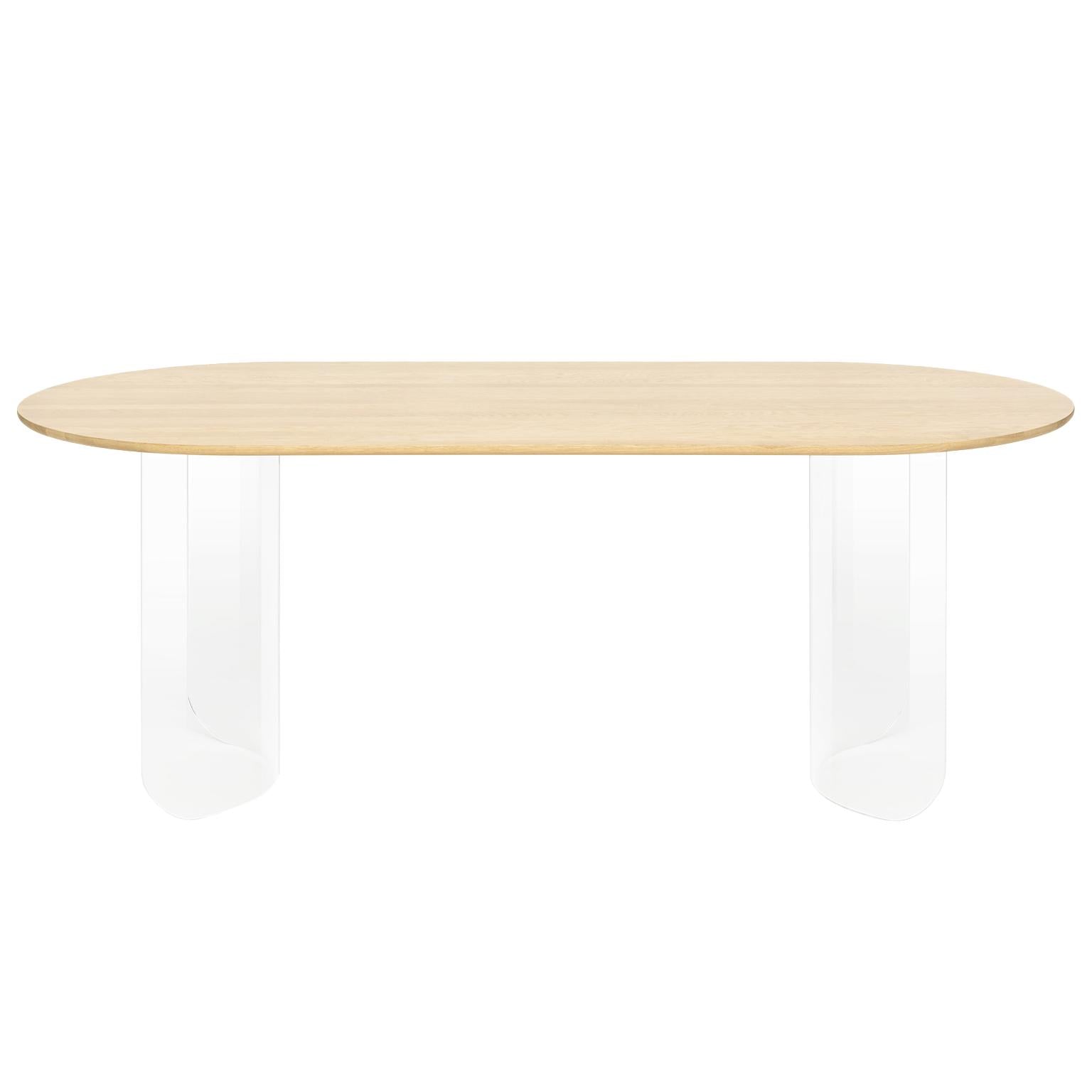 FÉST Plateau eettafel 200x90 transparant eiken blad