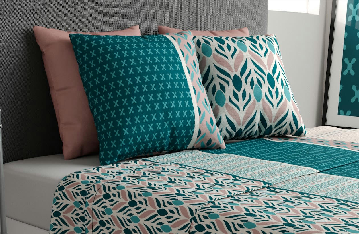 LIMBE - Parure de drap coton rose 180x290 cm