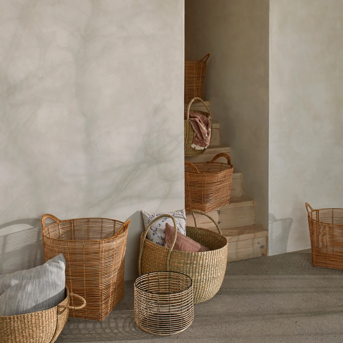 Broste Copenhagen - Safi Rattan Korb eckig, natur (2er-Set)
