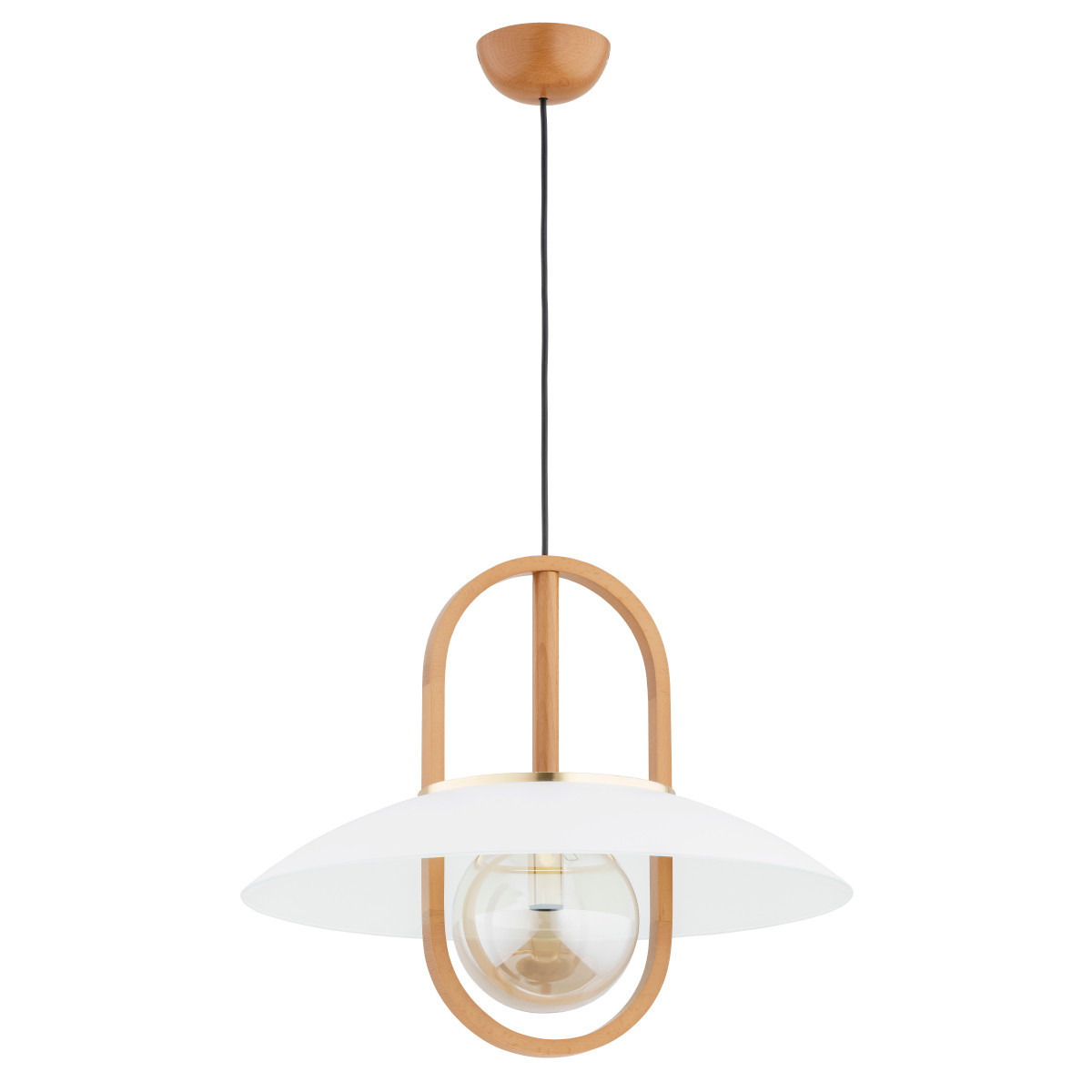 Lampa wisząca jasne drewno-biała MARGO 1xE27x15W wym: 90x47x47 cm Alfa