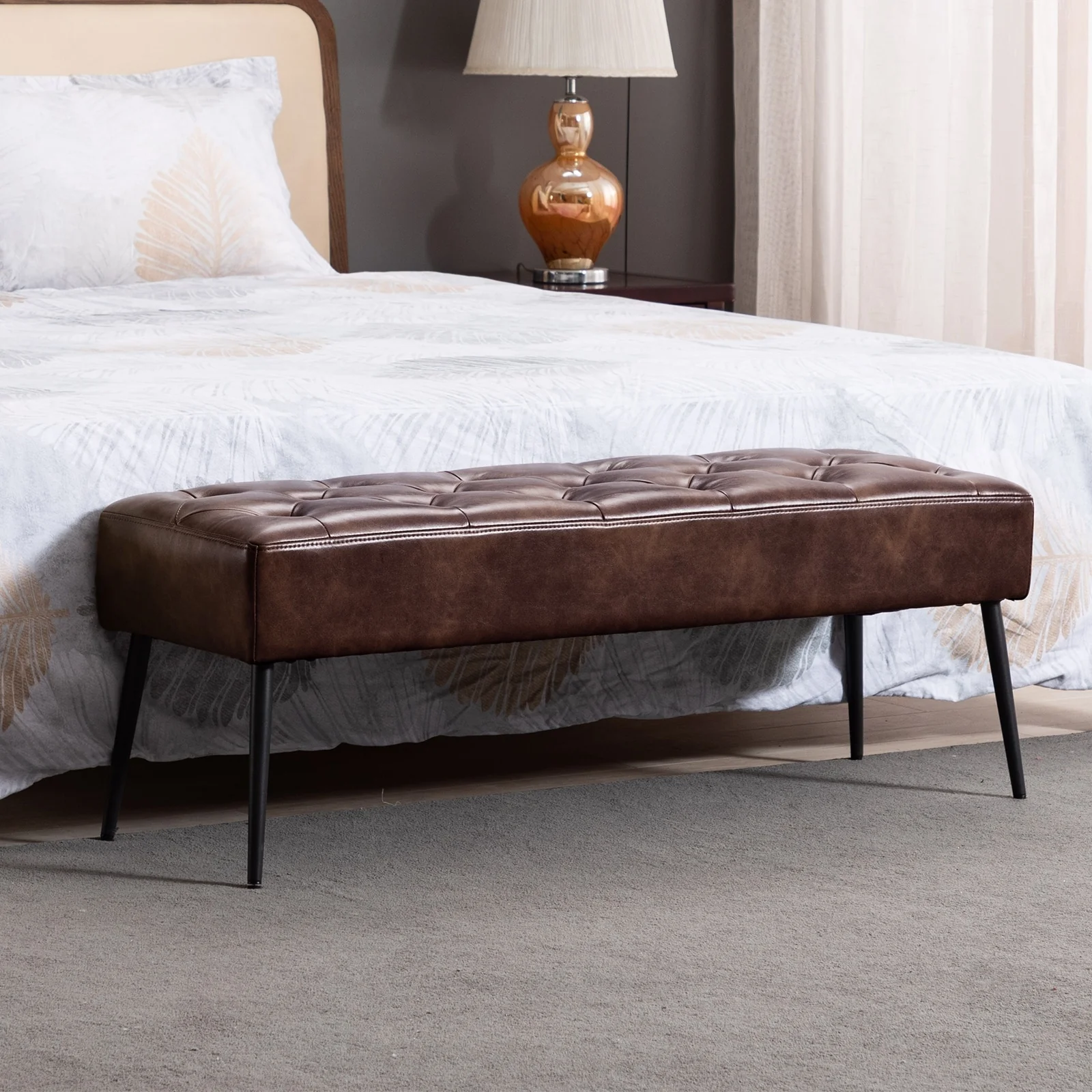 Modern 44 Length Button Tufted Bench