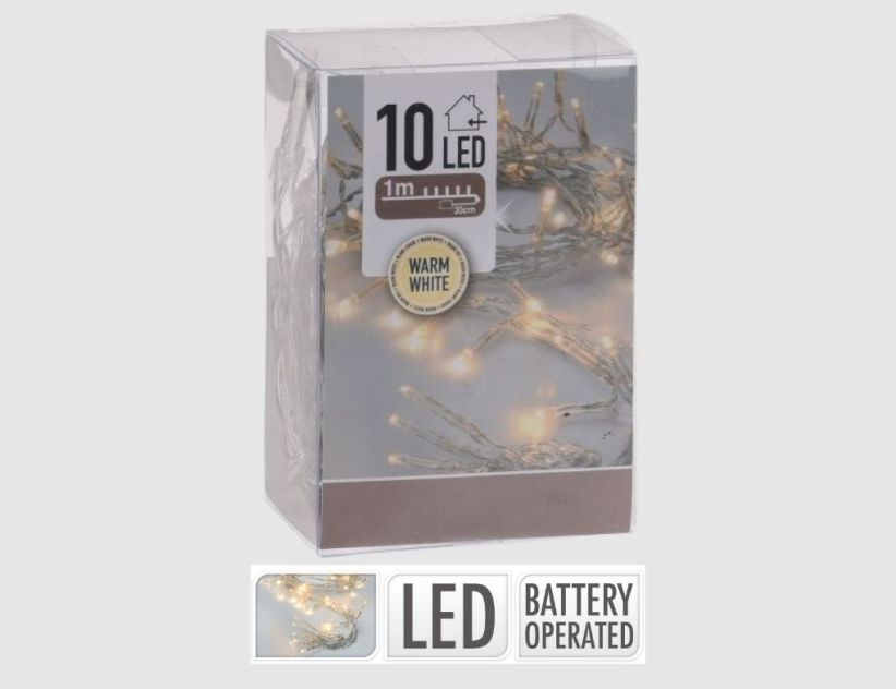 LED-Lichterkette 10 LEDs warmweiß 1m batteriebetrieben