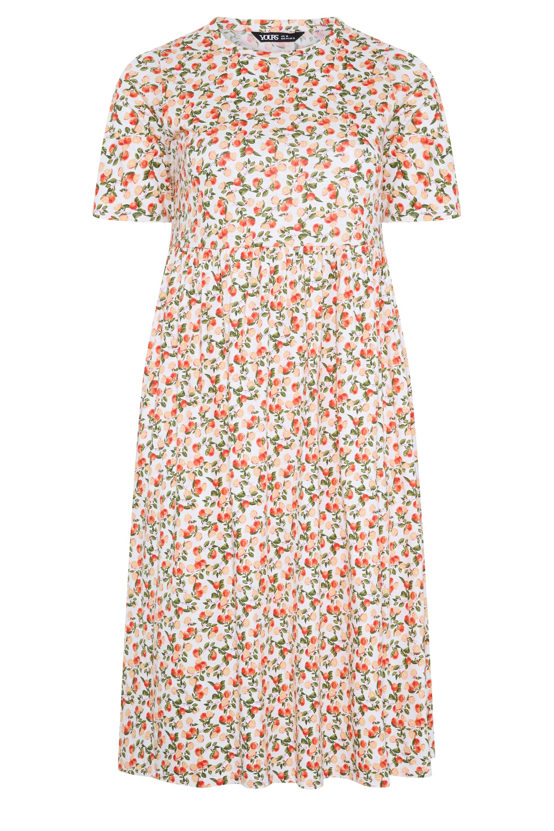 Yours Orange Print Throw On Smock Dress