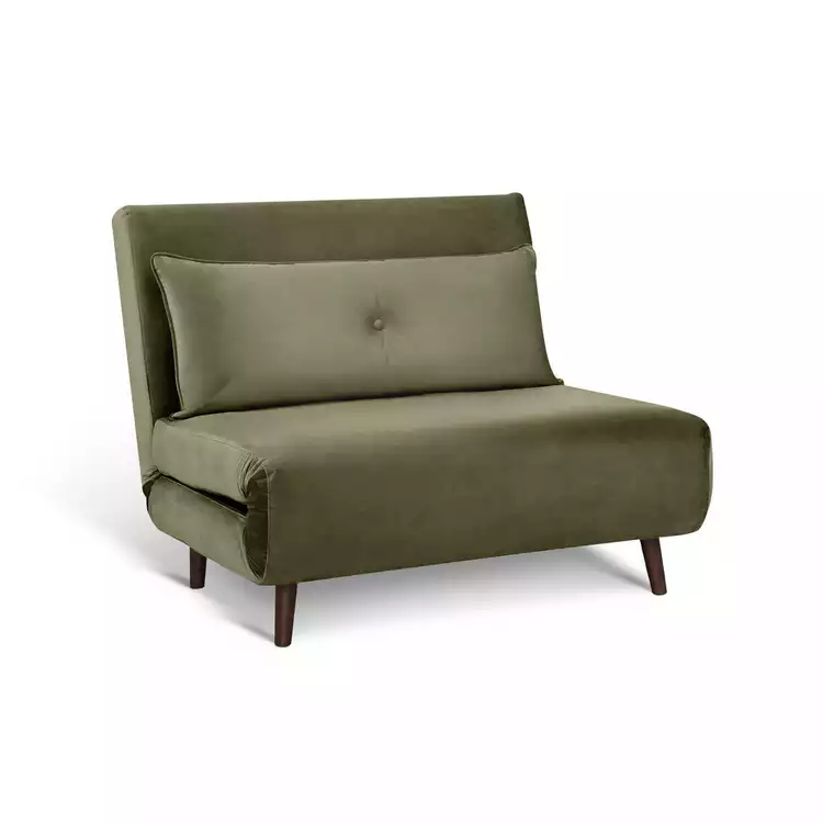 Habitat Roma Small Double Velvet Chairbed - Sage Green