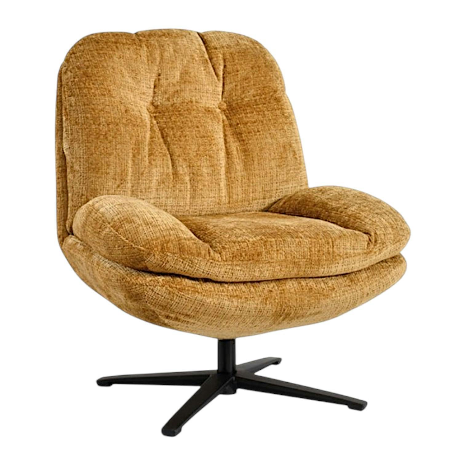 Fauteuil confort pivotant tissu doux moutarde IENA