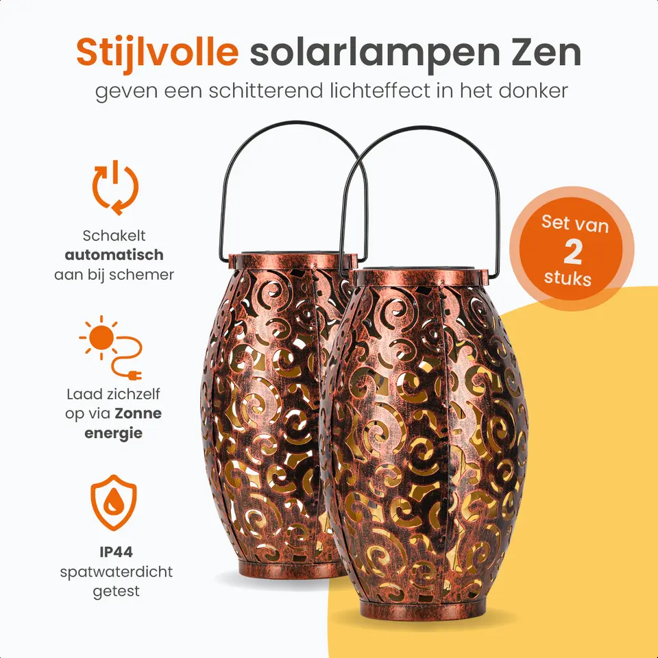 Goliving Solar Tafellamp Zen �?2 Stuks �?LED Buitenverlichting - Zonne-energie