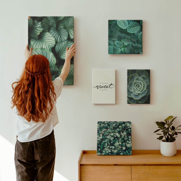 Obraz canvas 5 części Zielone liście|20x30, 30x30, 40x60|Wallfluent