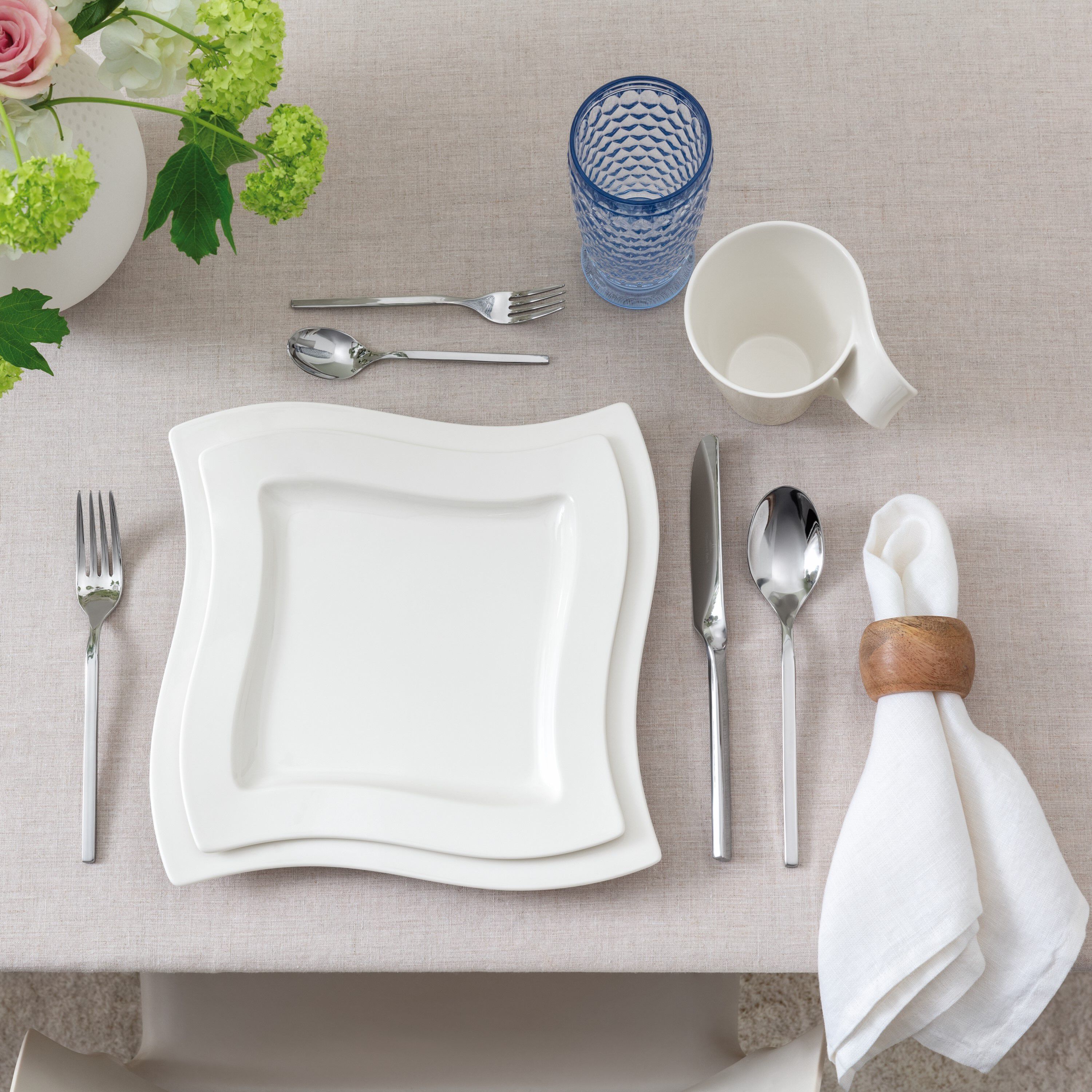 NewWave Salad/ Dessert Plate - White, 9.4'' x 9.4'', Premium Porcelain