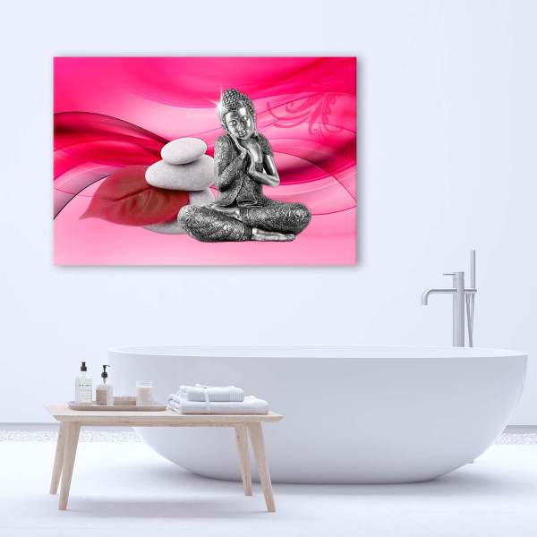Feeby Obraz na płótnie Figurka Buddy na różowym tle 60x40