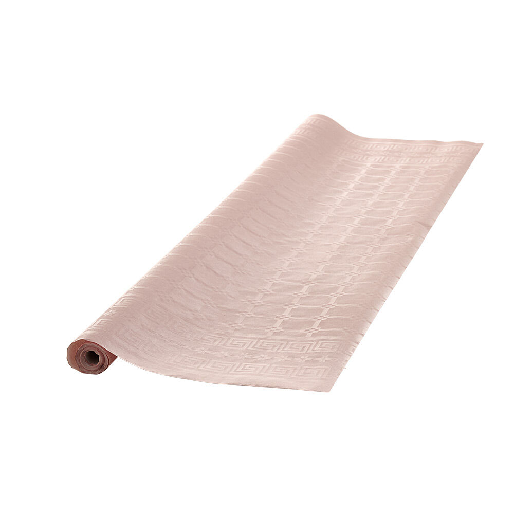 Nappe damassée rose pâle en papier L 6 m