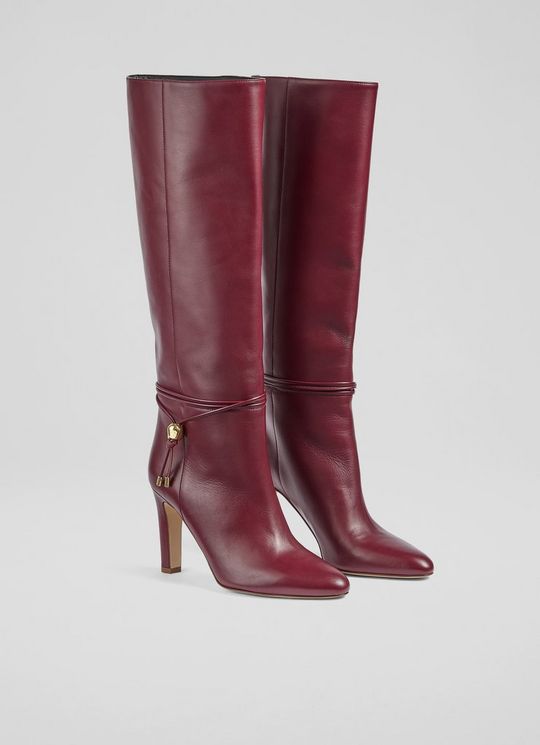 Loretta Burgundy Leather Knee Boots