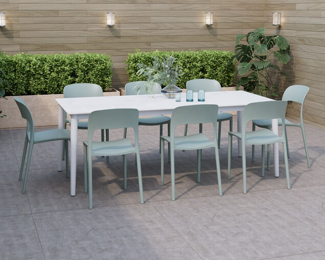 Riley-Dome 9 Piece Olive Dining Setting