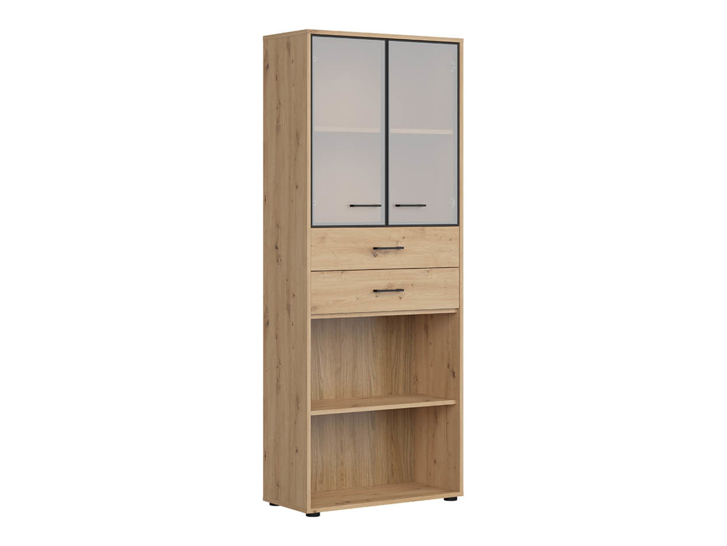 Regał Space Office 80 cm z 2 drzwiami 2 szufladami i 2 półkami dąb artisan
