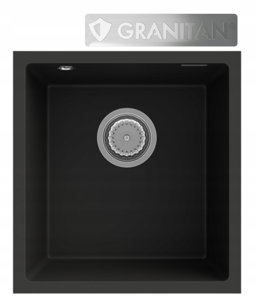 Zlew granitowy podwieszany syfon chrom Mini 45