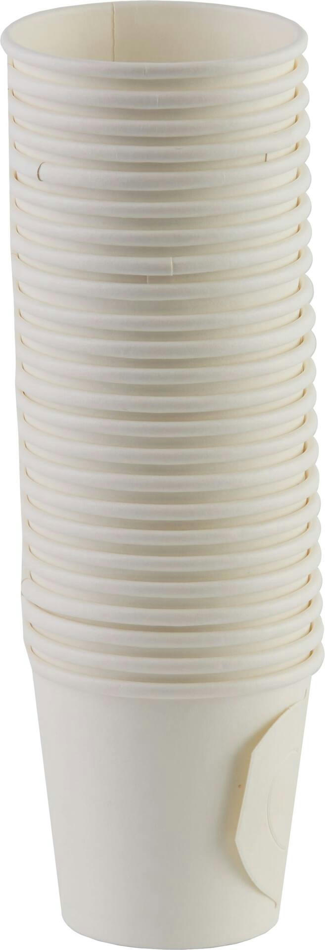 Paper Disposable Coffee Cups with Handles, White, 8-oz, 50-pk, for Christmas/Thanksgiving/New Year's Eve/Birthday Party
