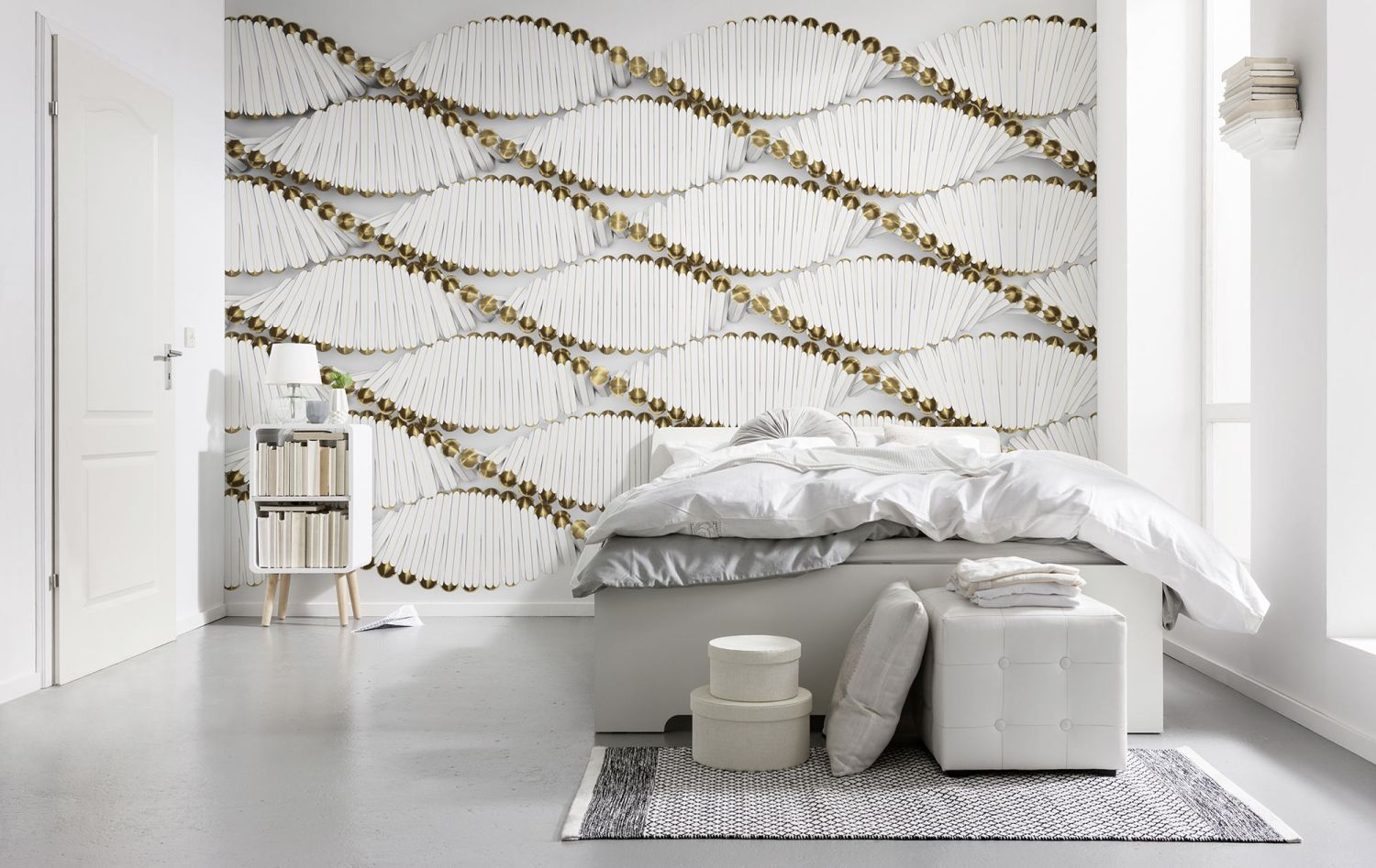 Sanders & Sanders fotobehang grafisch wit en goud - 368 x 254 cm - 612198