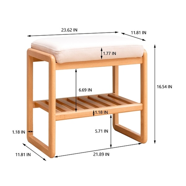 Solid Wood Shoe Rack Bench Entryway Bench with Mini Seat & Partition