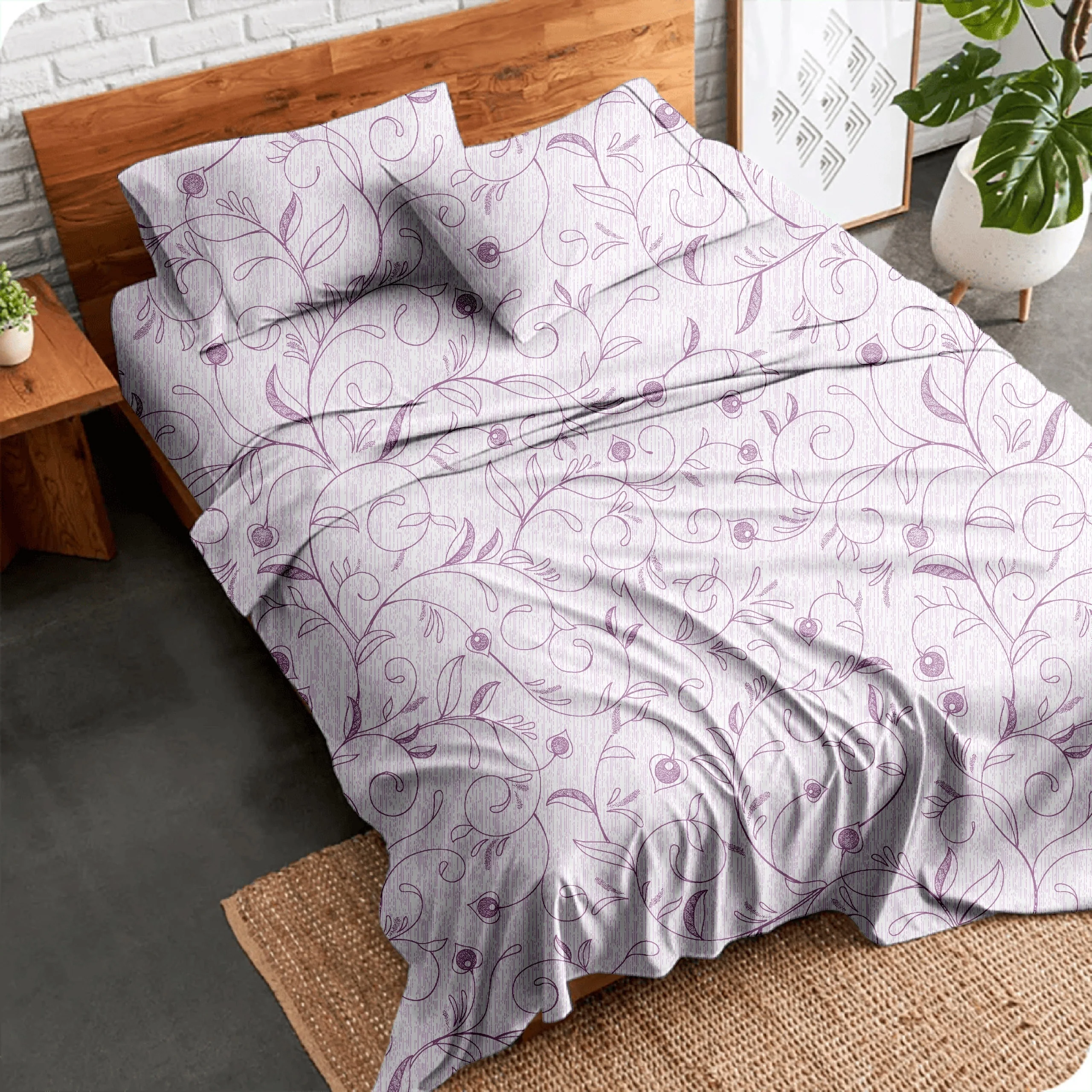 Alaria Printed Cotton Sheet Set, Botany