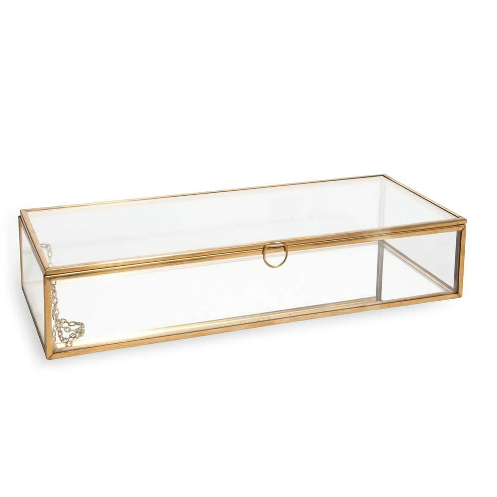 Dianne - Boîte à bijoux en verre et métal doré