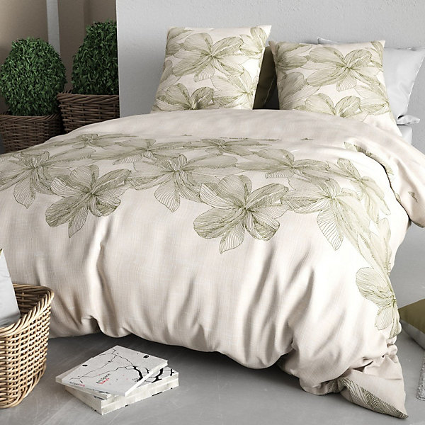 Housse de couette 100% coton 57 fils   2 taies d'oreiller