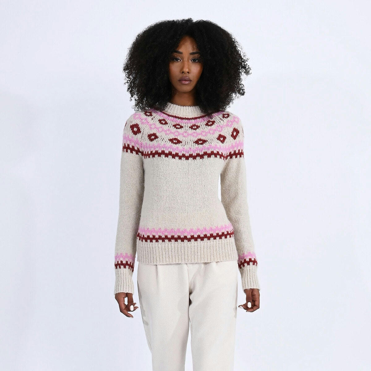 Pull col rond imprimé