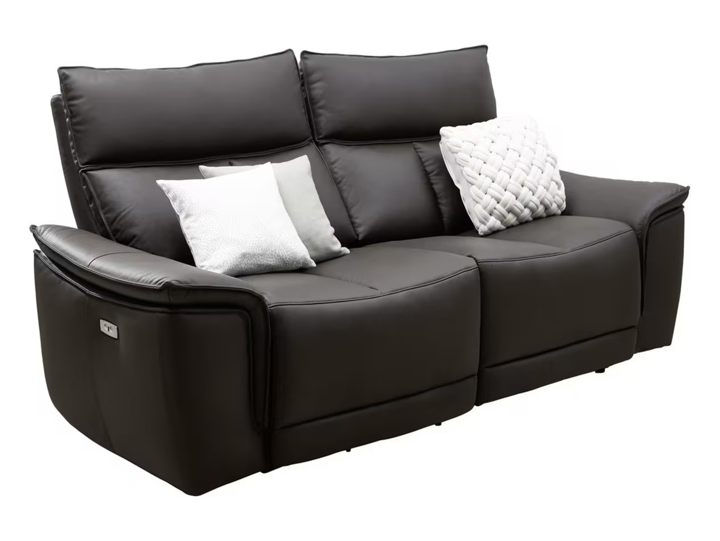 Sofa dwuosobowa nierozkładana z funkcją relaks Matera ciemnobrązowa