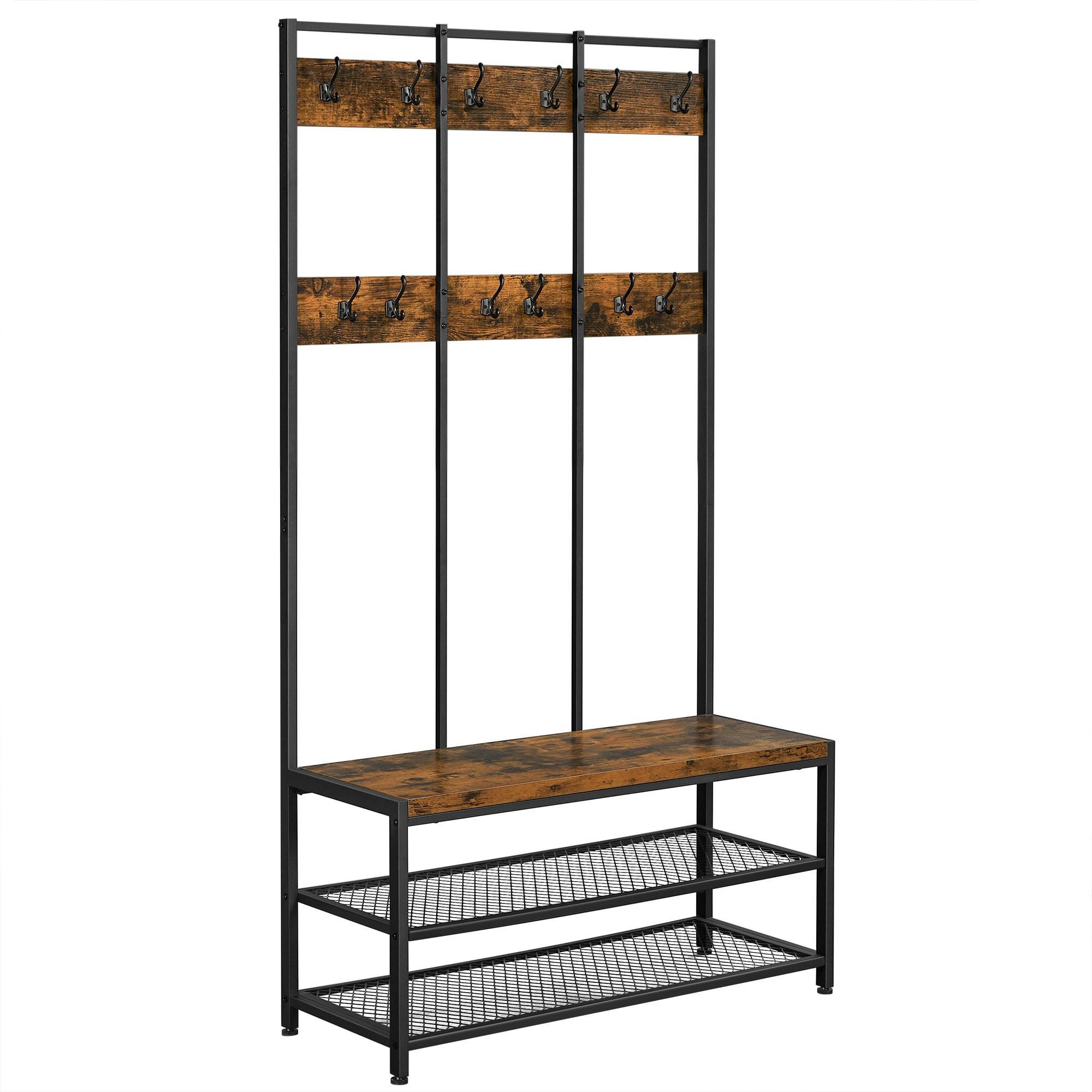 - Meuble d’entrée cadre en acier marron rustique et Noir