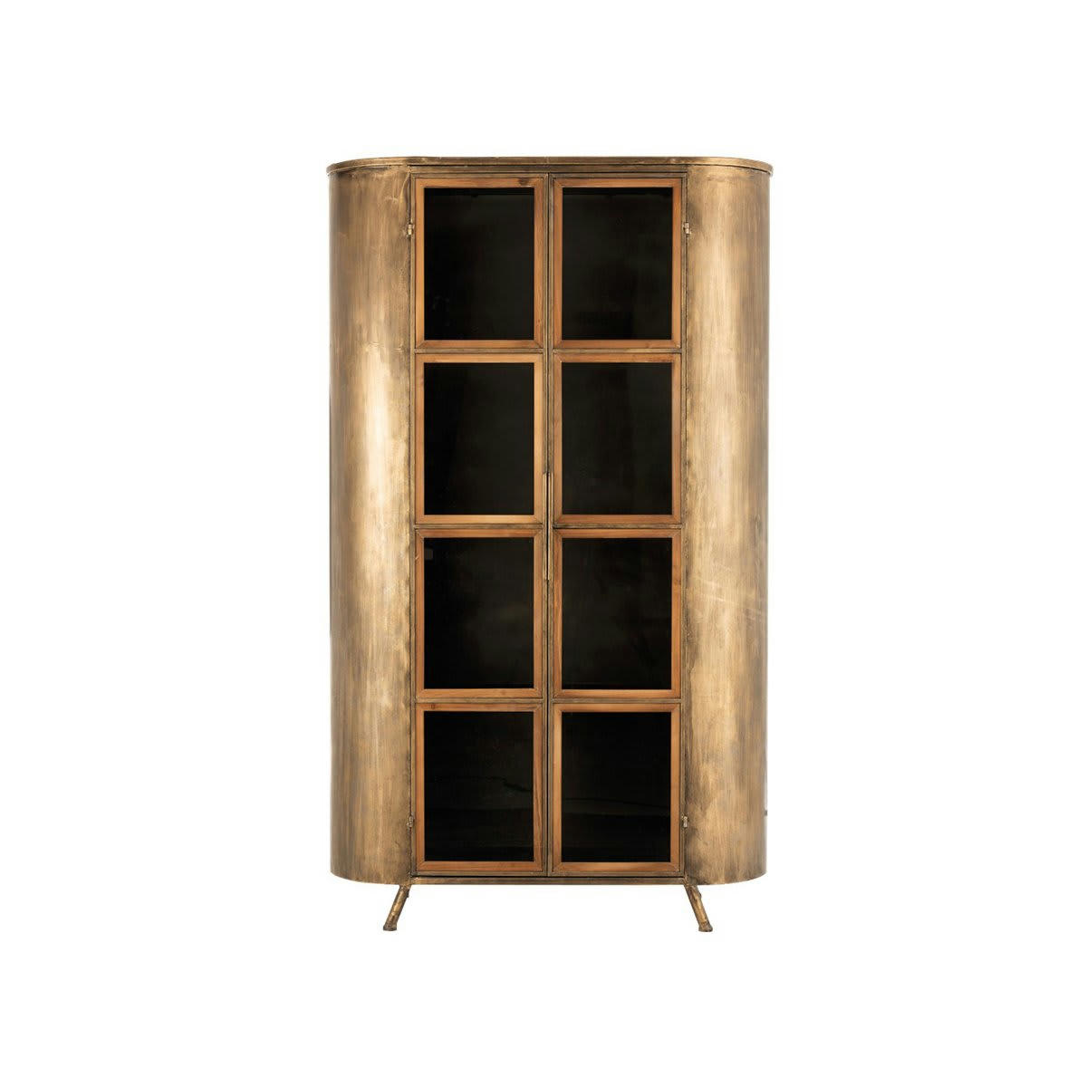 TAZA - Grand buffet vitré en métal doré