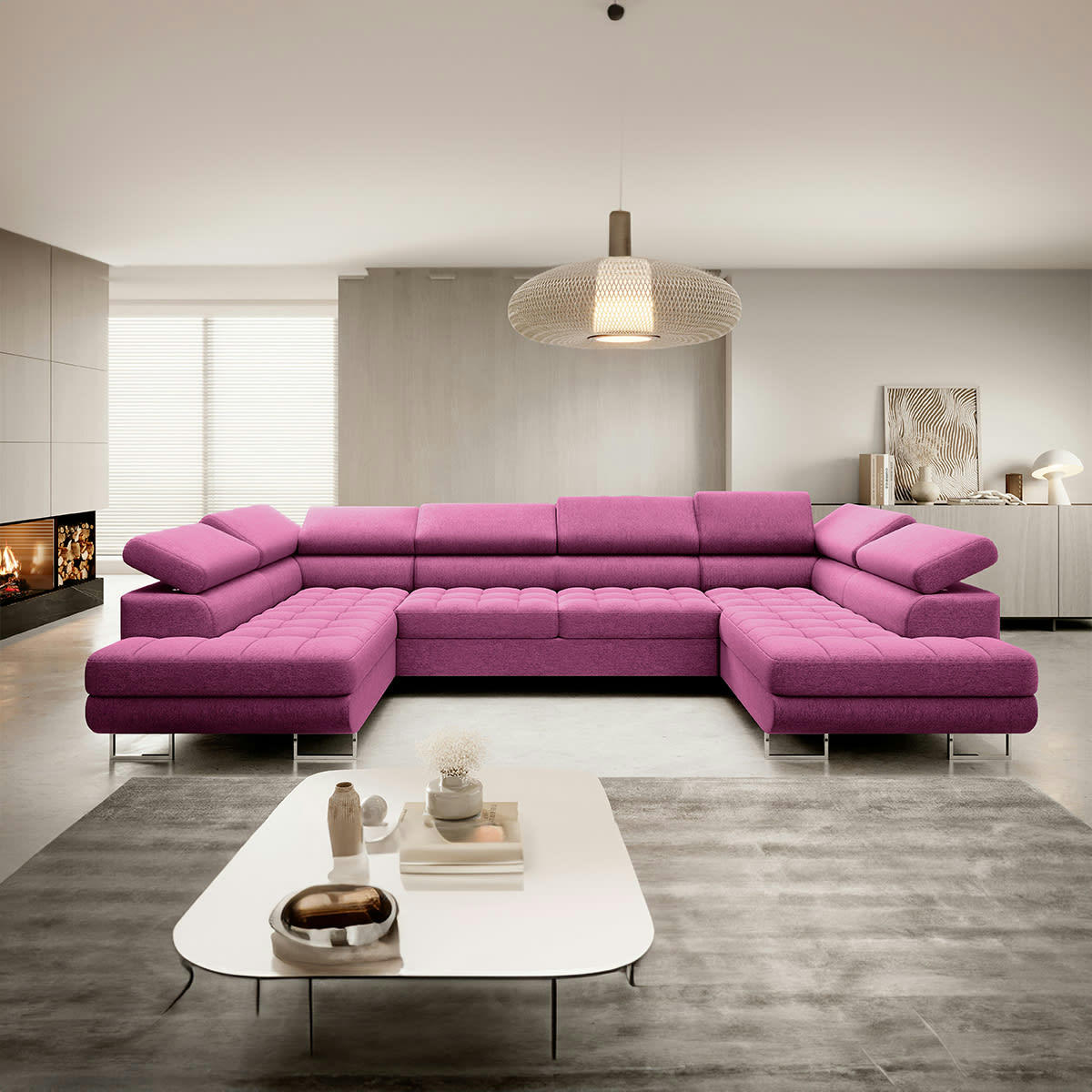 - Canapé en u 5 places convertible violine