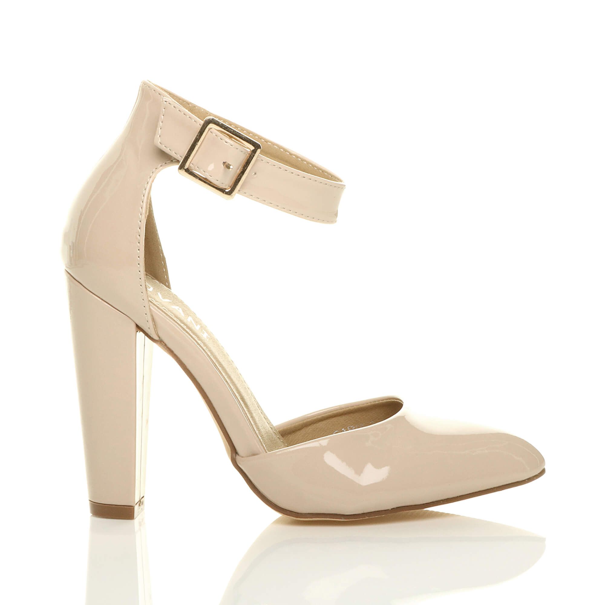 AJVANI High Heel Ankle Strap Pointed Toe Court Shoes