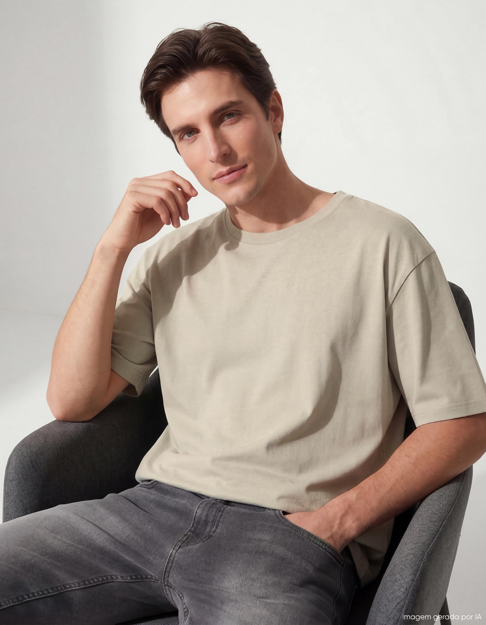 T-shirt, Homem, Bege Claro