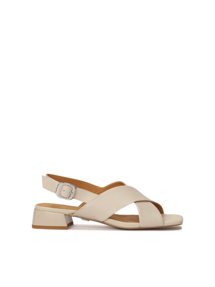 Leather sandals on a low heel
