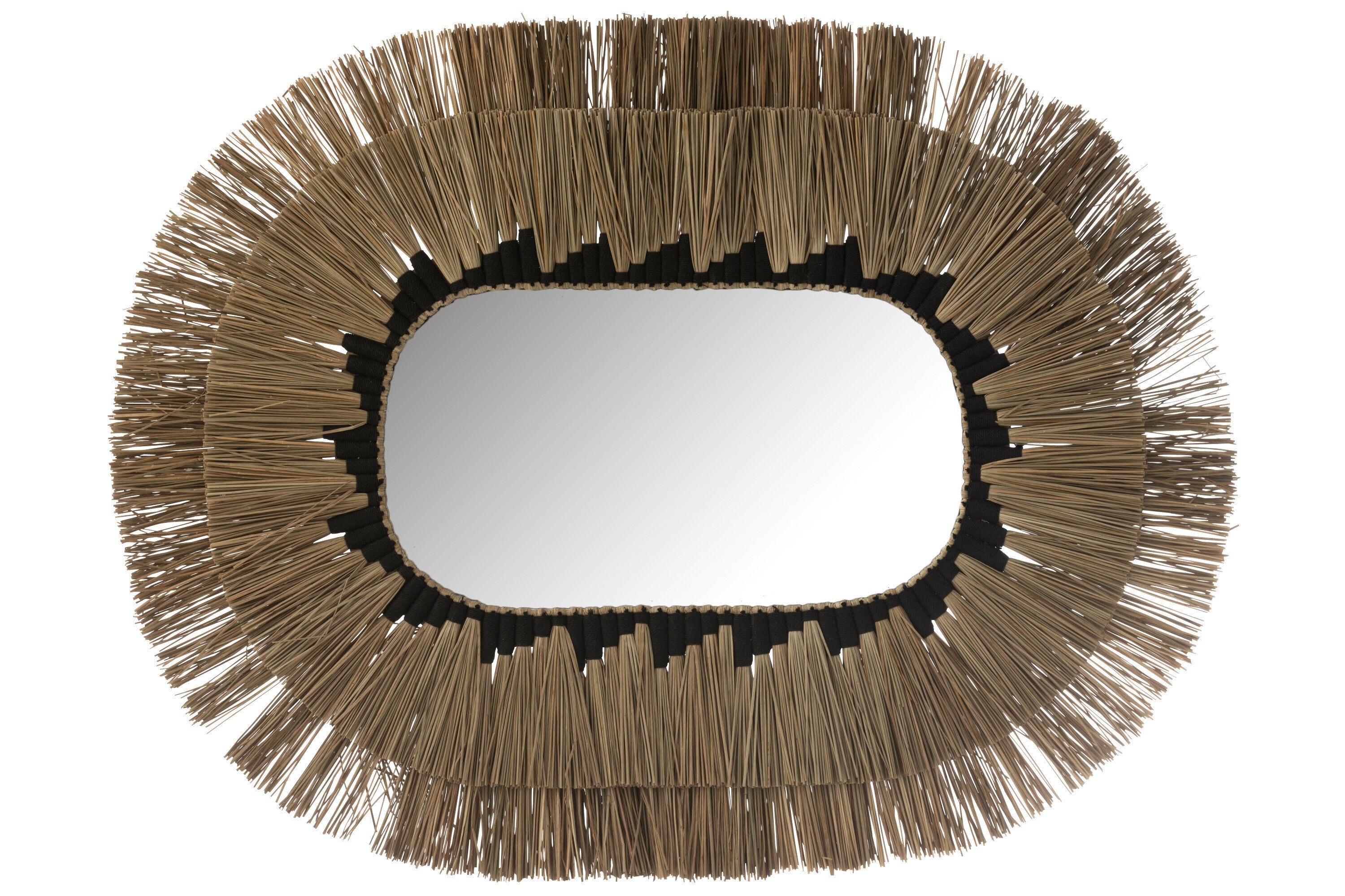J-Line spiegel Ovaal Motief 2 lagen - glas - naturel/zwart - 115 x 90 cm