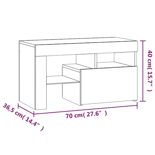 NNEVL Bedside Cabinets 2 pcs with LED Lights White 70x36.5x40 cm