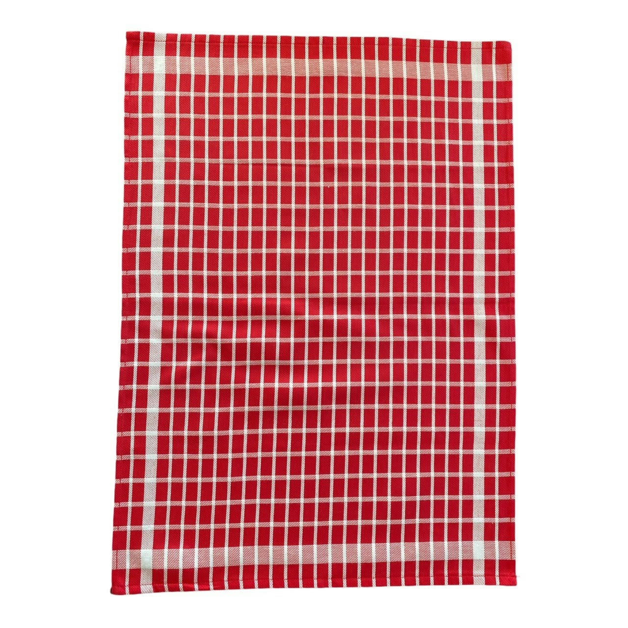 Carreaux classiques - Deux Duos torchons assortis bicolores carreaux rouges 50 x 70