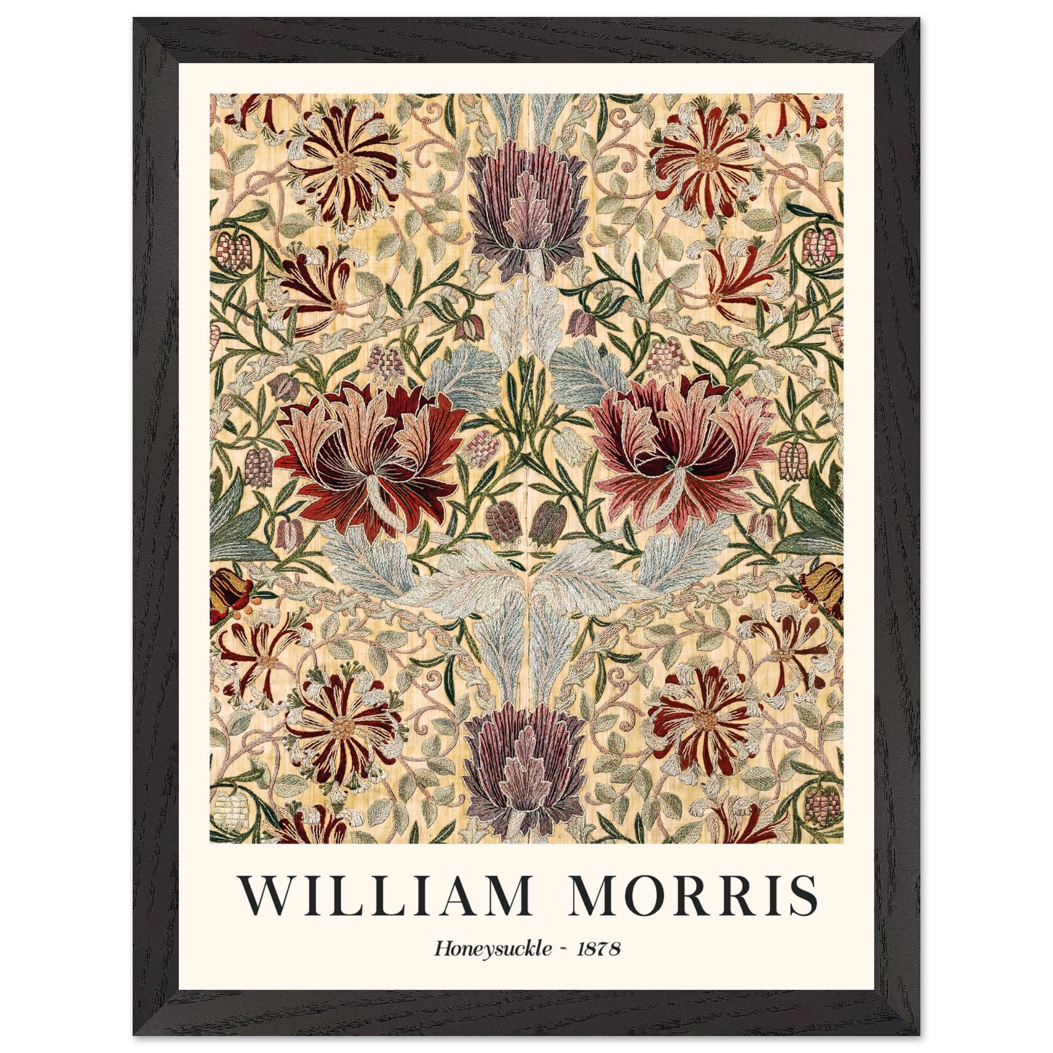 Artfulprints Poster met Lijst William Morris - Honeysuckle III 1886  - 30x40 cm - Meerkleurig