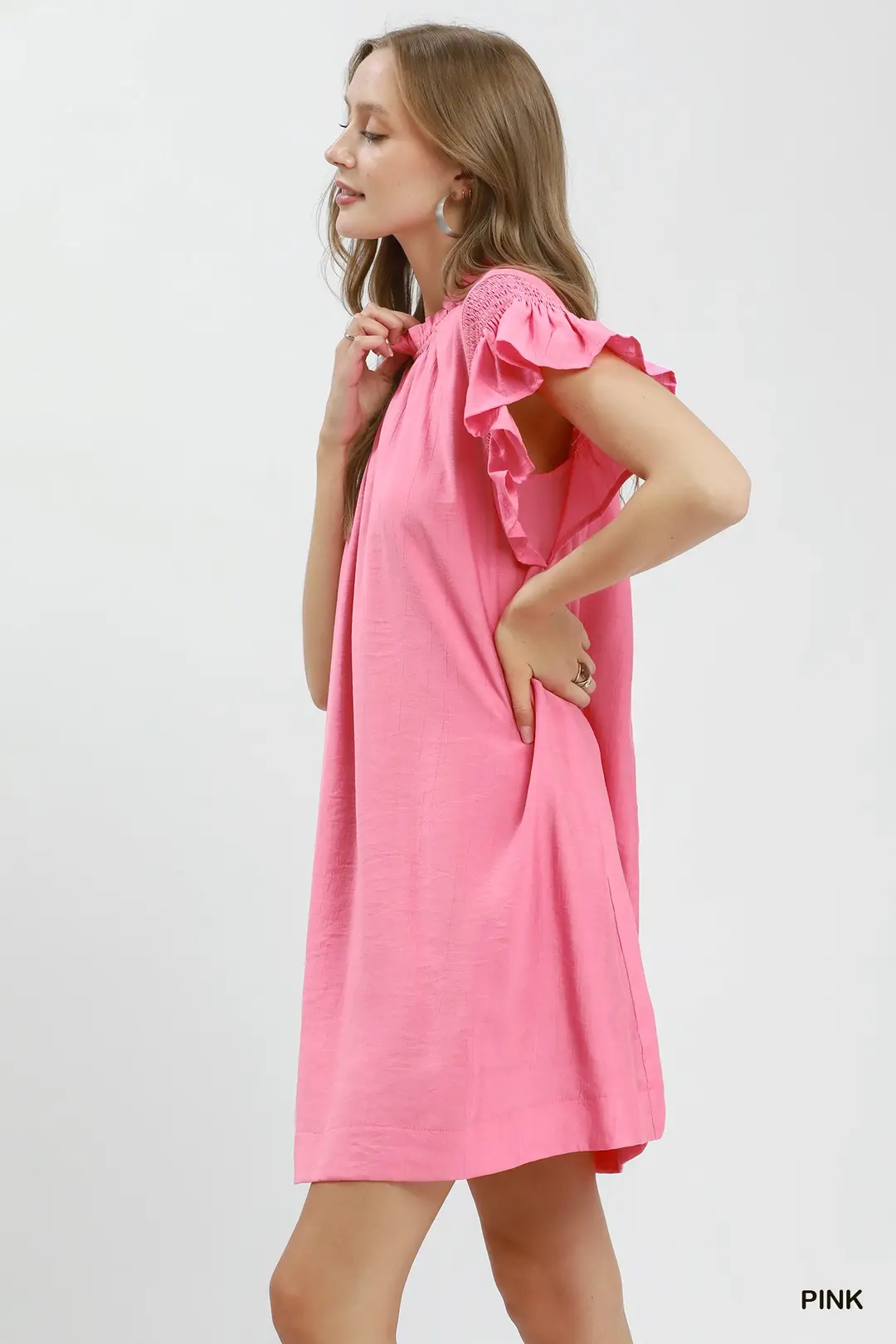 Ruffle Flutter Sleeve Dress