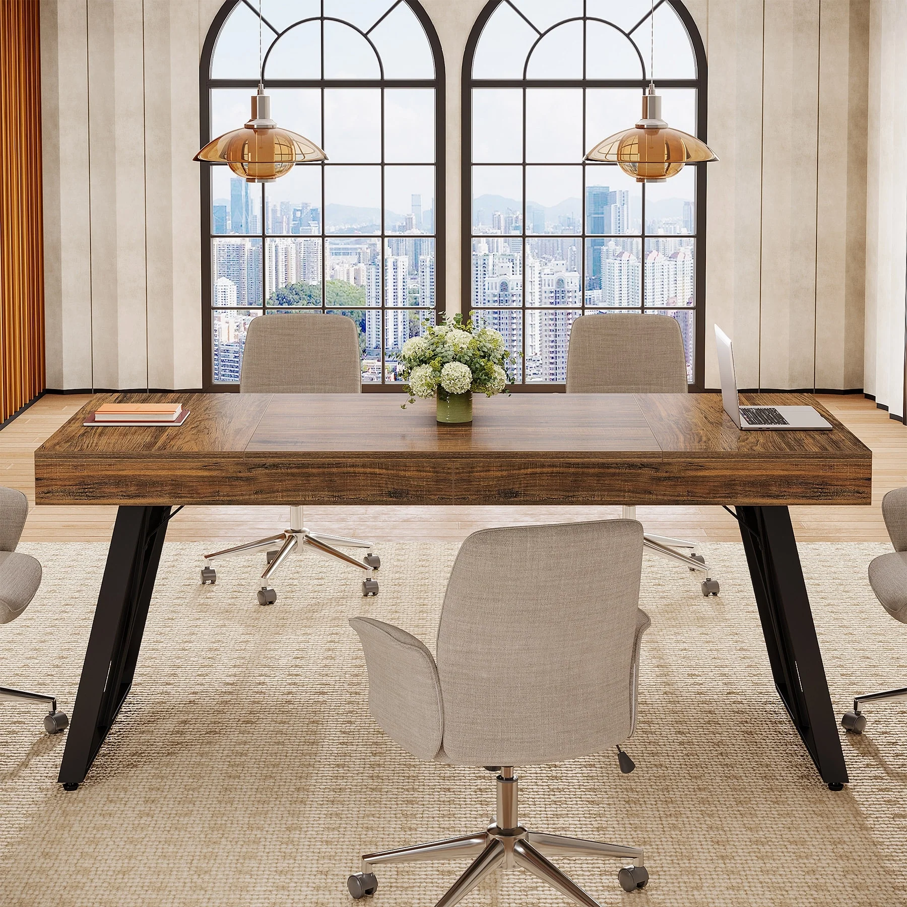 63-Inch Conference Table for 6-8 People, Rectangular Meeting Table